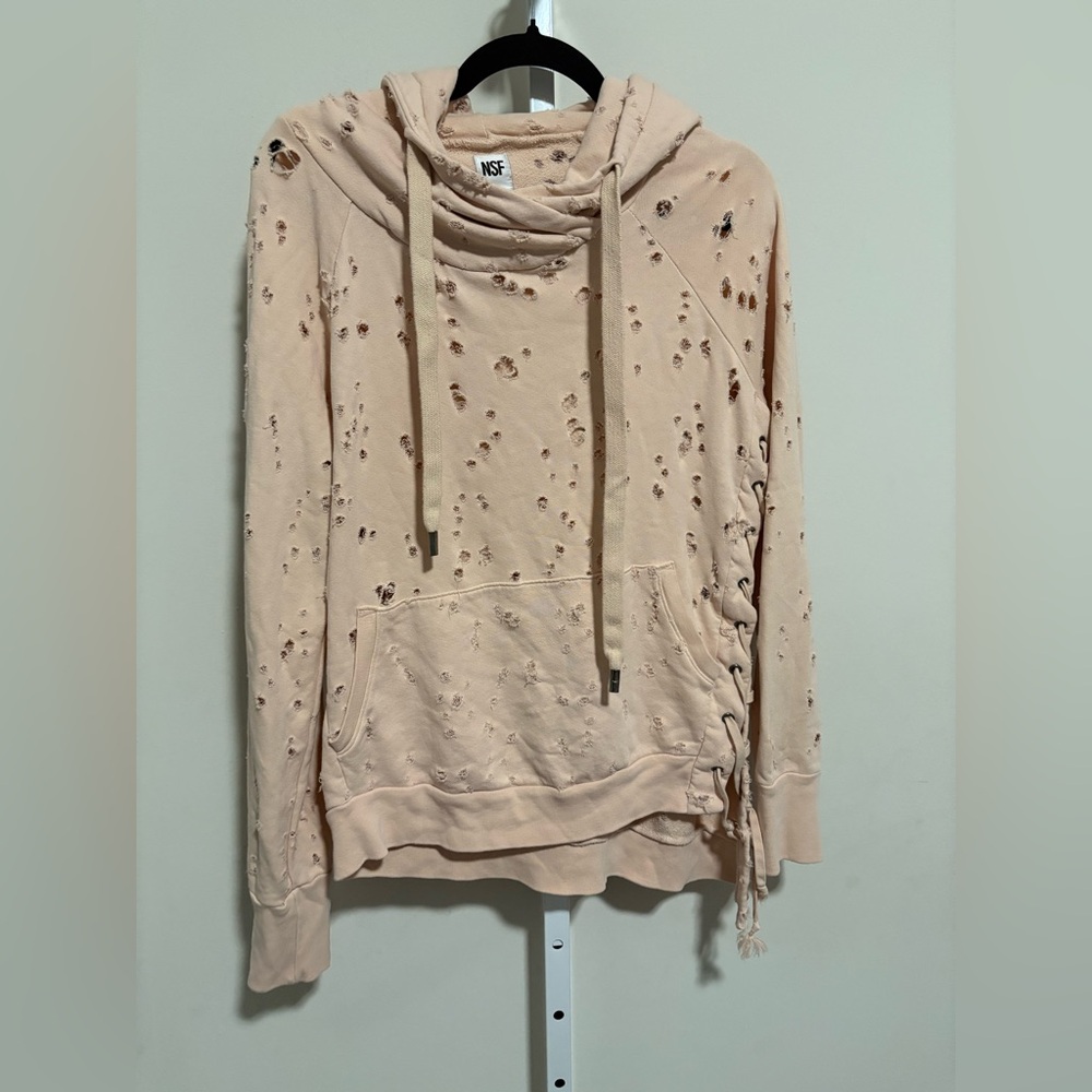 NSF Distressed Enzo Pink Peach Hoodie